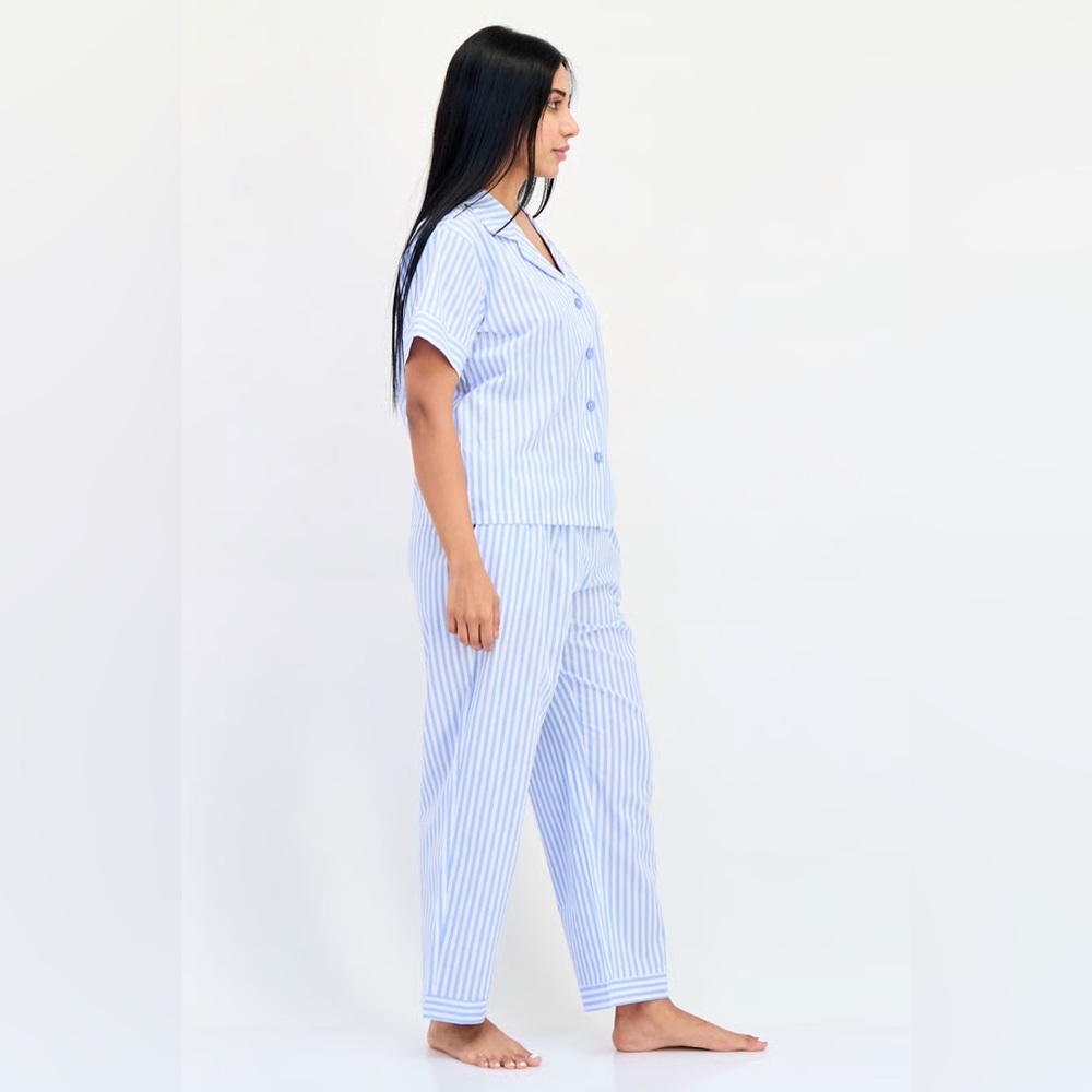 Flora By Flora Nikrooz EUC Blue White Stripe Cotton Pajamas Sz XL